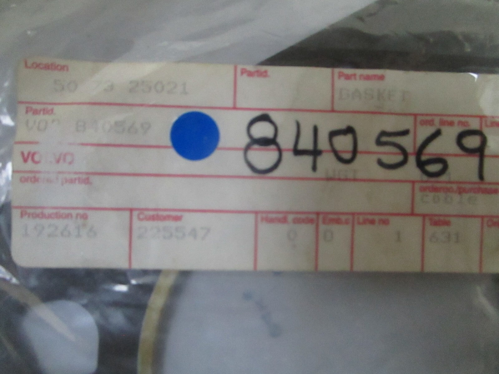 *NEW OEM* 0810 Volvo Penta Gasket 840569