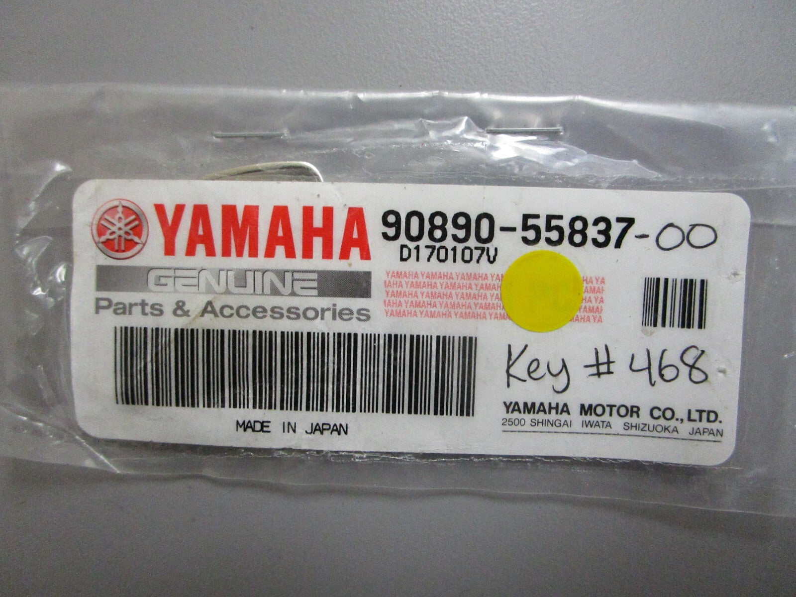 *NEW OEM* 0810 Yamaha Key #468 90890-55837-00