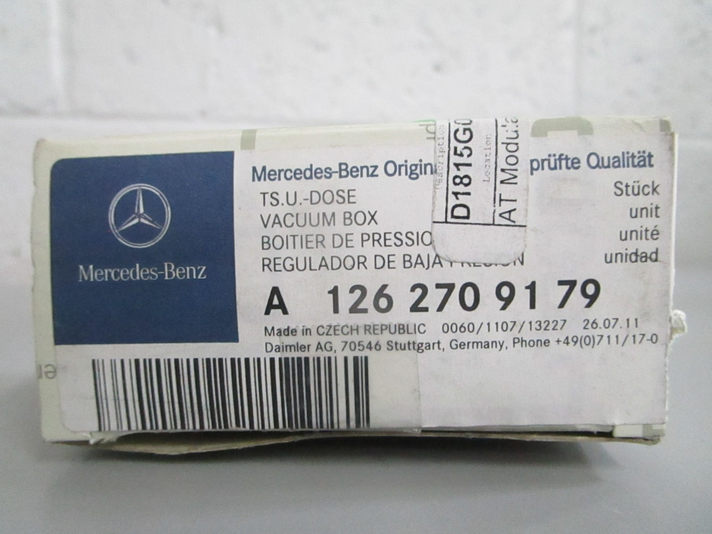 NEW OEM 1262709179 Mercedes-Benz Vacuum Box 0820