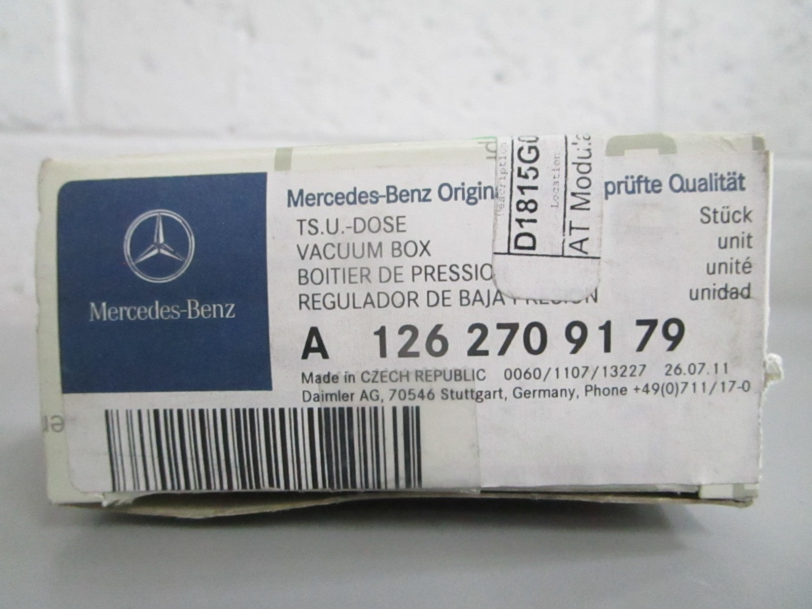 NEW OEM 1262709179 Mercedes-Benz Vacuum Box 0820