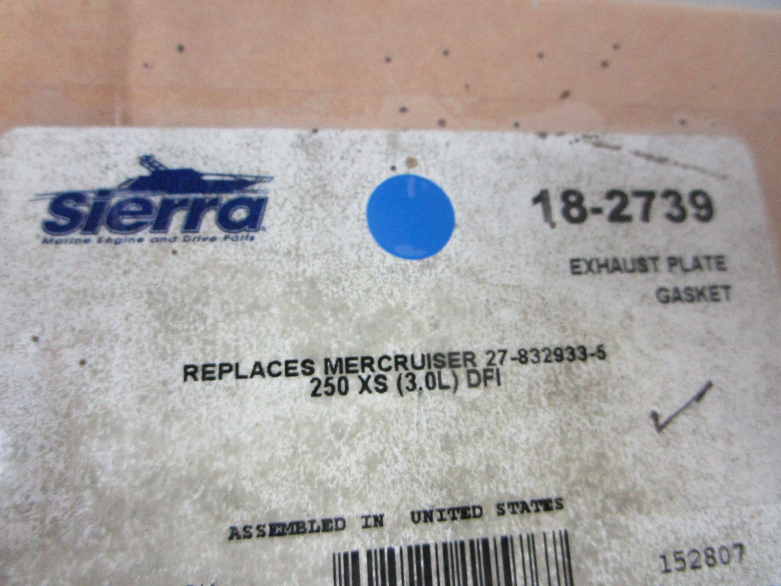 *NEW* 0720 Sierra Exhaust Pate Gasket 18-2739 Replaces: Mercruiser 27-832933-5