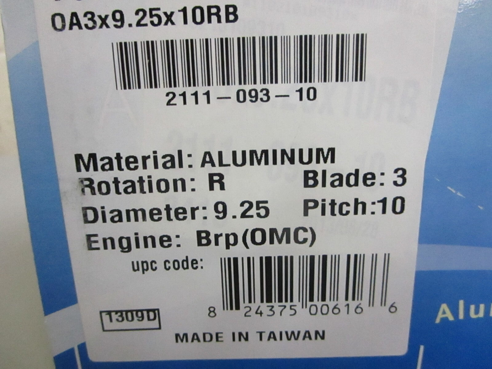 *NEW* 0820 Solas Amita 3 (9.9-15HP) OA3×9.25×10RB Propeller 2111-093-10