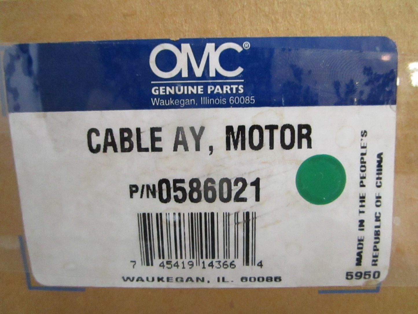 NEW OEM 586021 0586021 OMC Johnson Evinrude Motor Cable Assy 0820