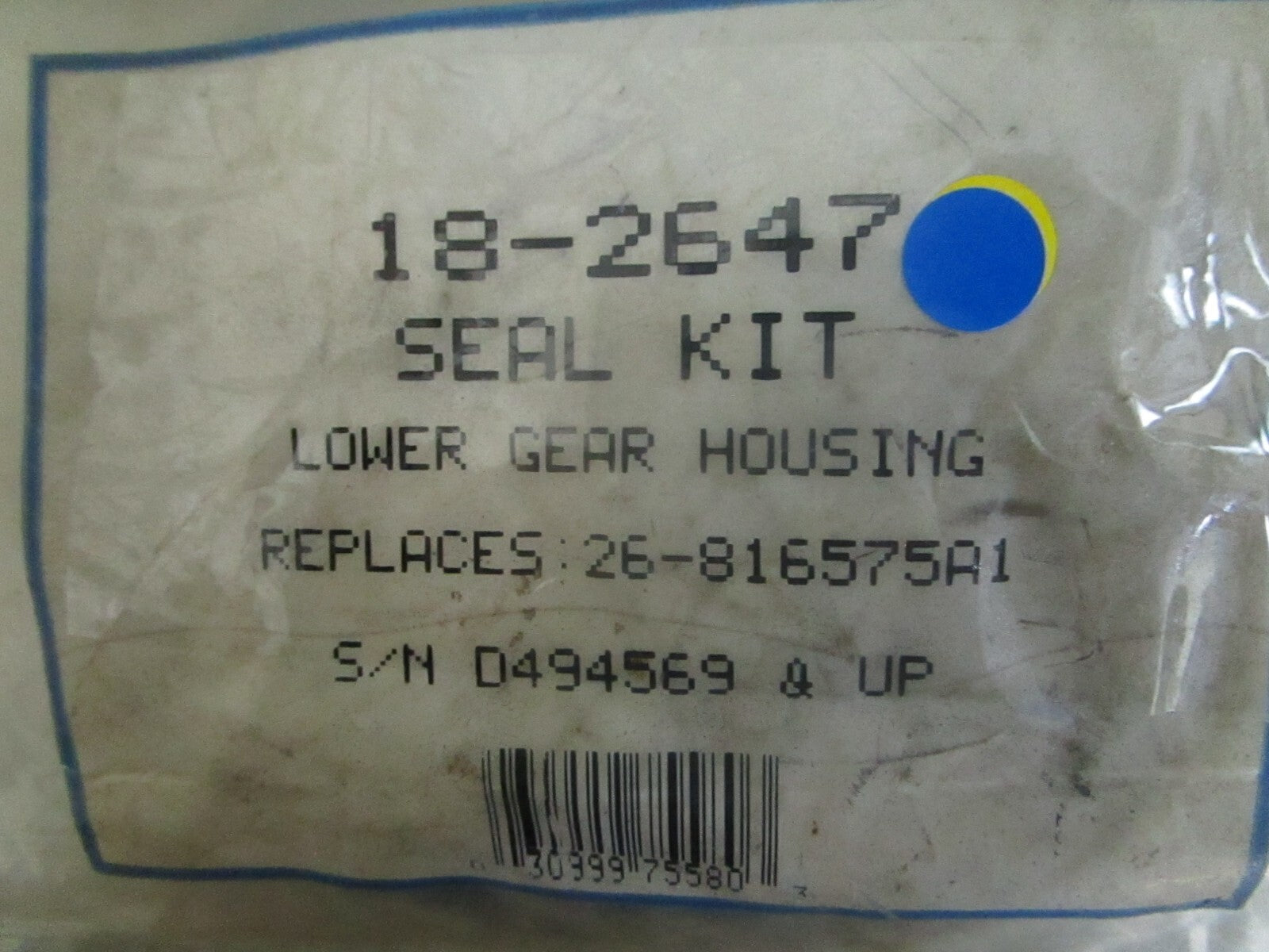 *NEW* 0820 Sierra Seal Kit 18-2647 Replaces: 26-816575A1