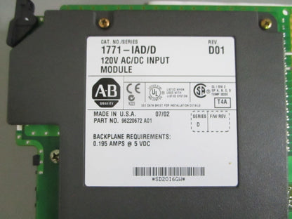 Allen-Bradley 1771-IAD PLC-5 16-Pt 120VAC DC Digital Input Module NEW OEM 0820