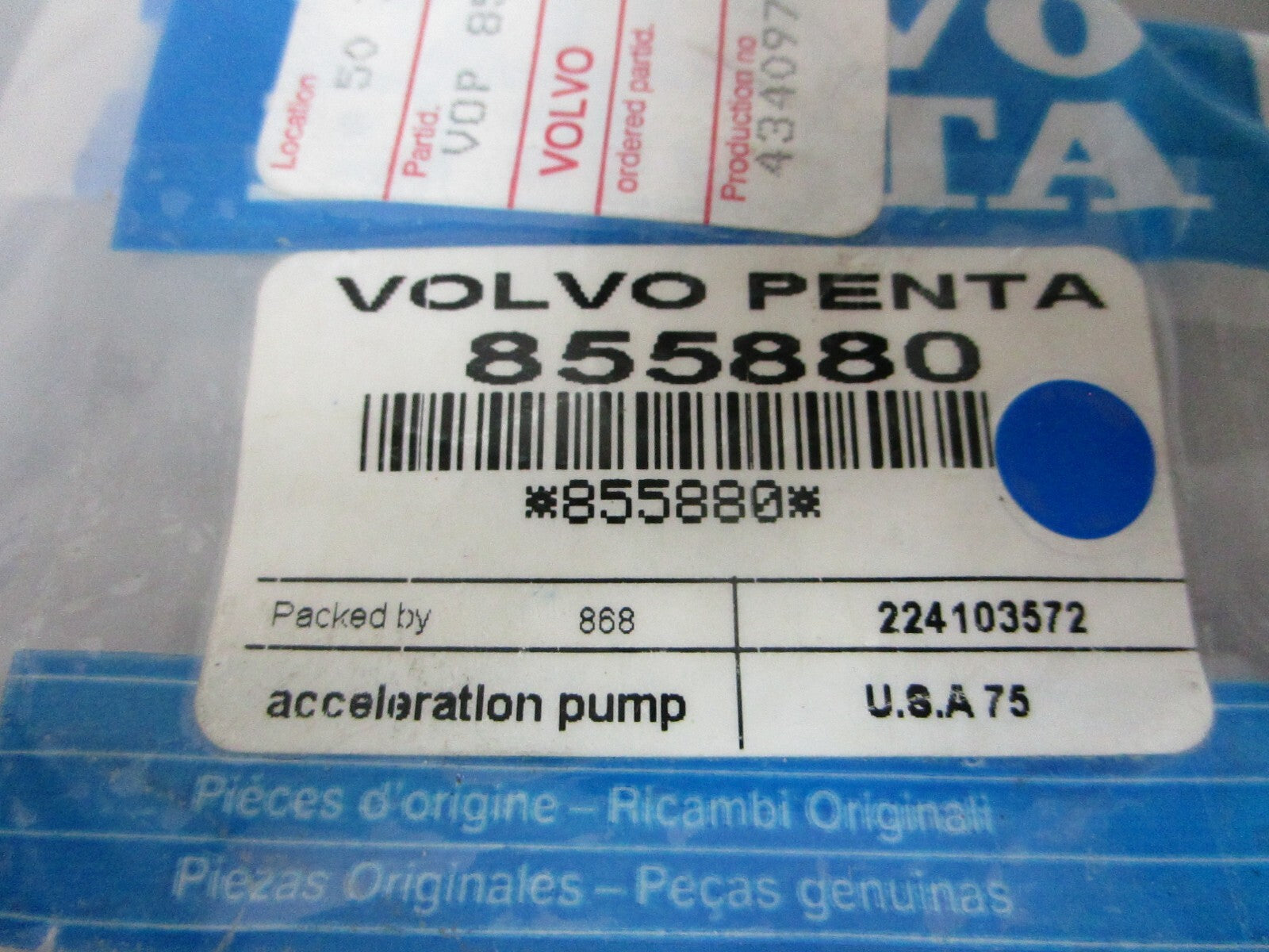 *NEW OEM* 0720 Volvo Penta Acceleration Pump 855880