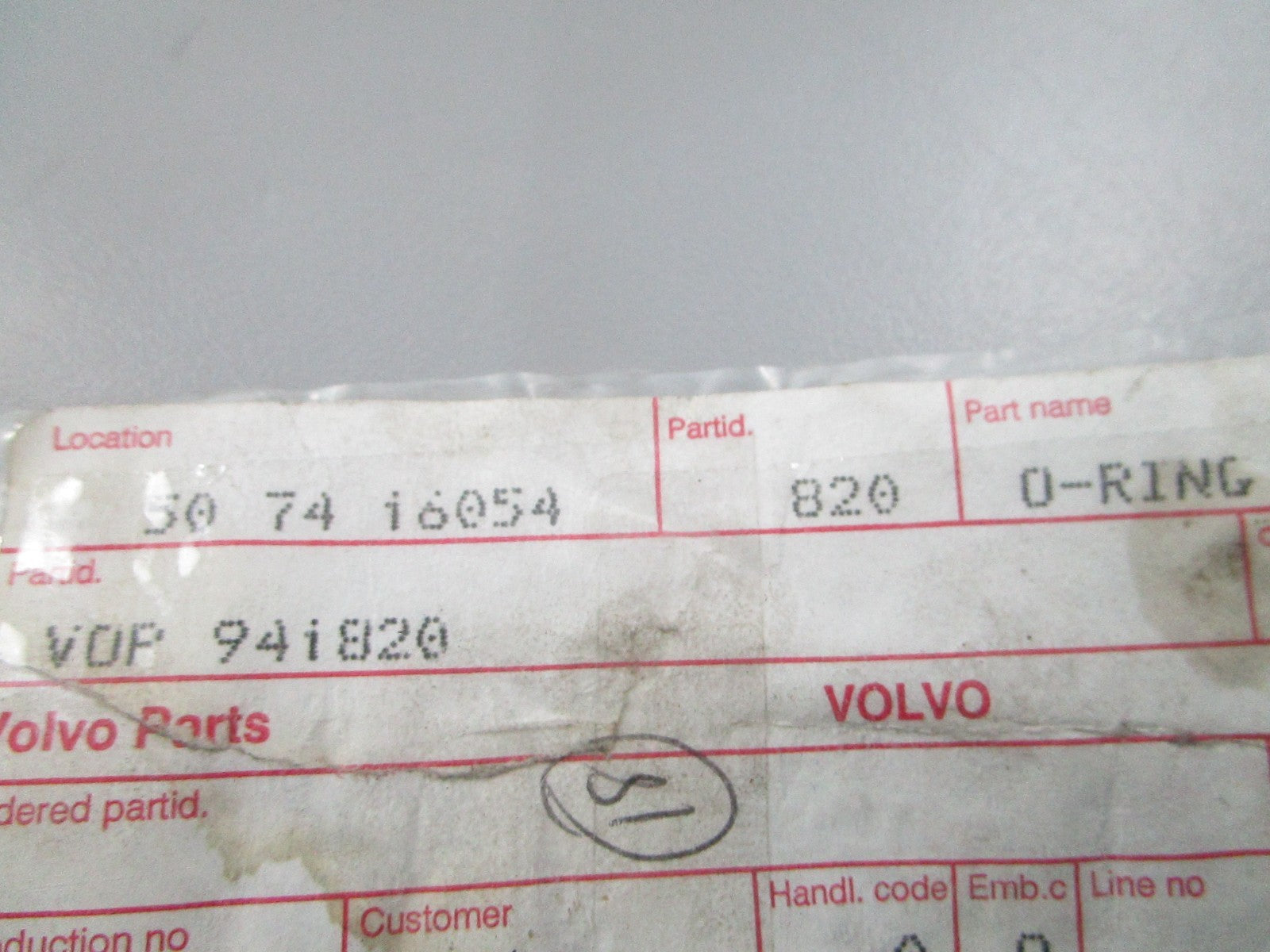 NEW OEM Volvo Penta 941820 O-Ring 0810
