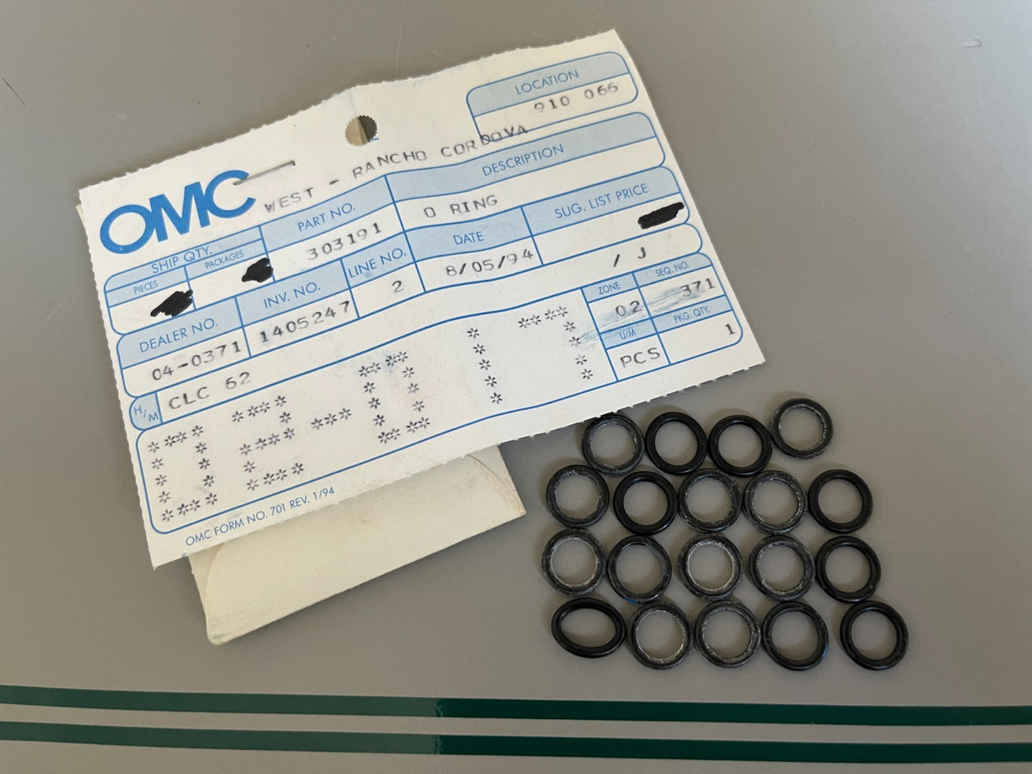 NEW OEM (LOT OF 19) 303191 0303191 OMC Johnson Evinrude O-Ring 0810