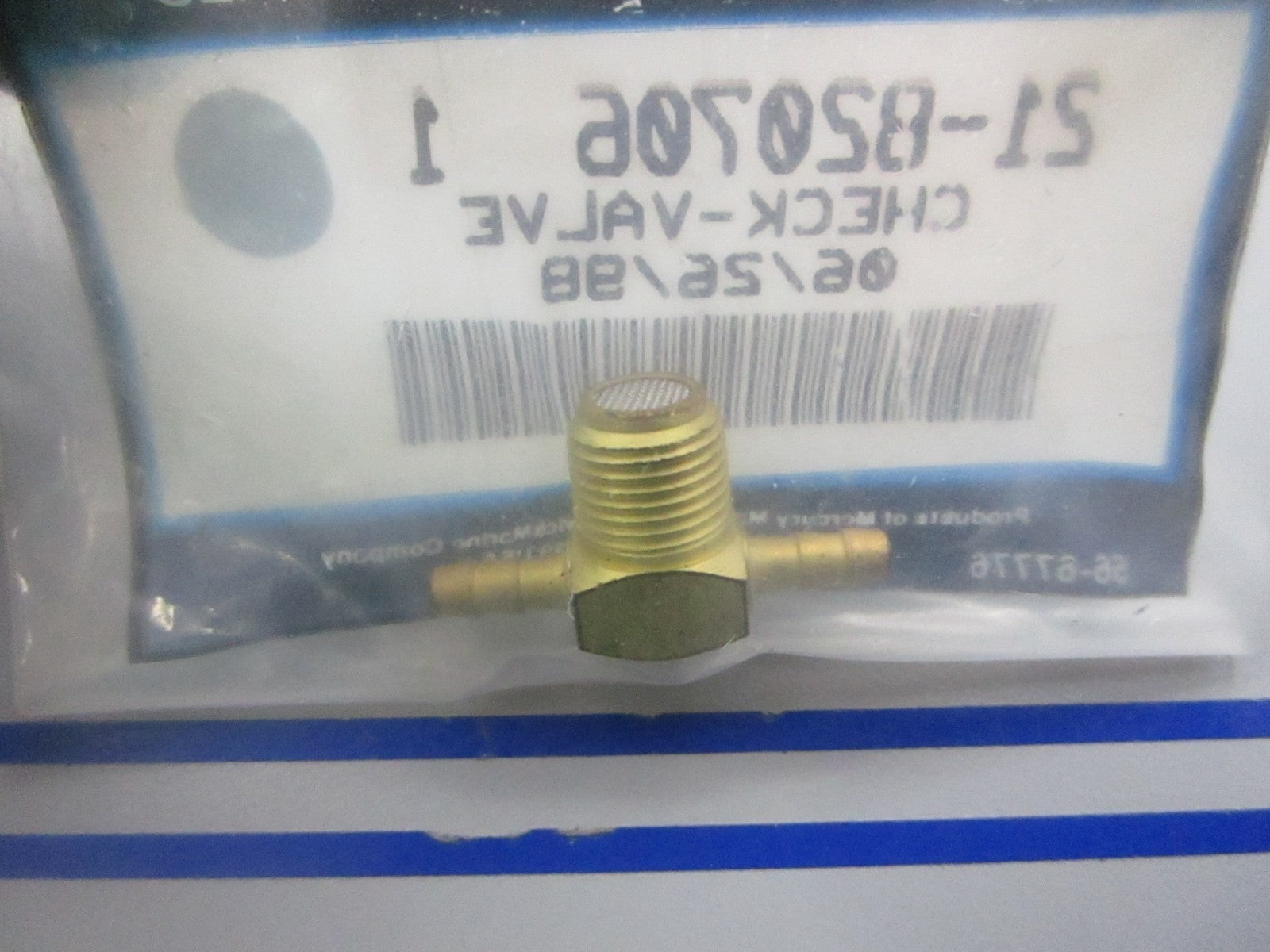 *NEW OEM* 0810 Mercury Quicksilver Check Valve 21-820706 1
