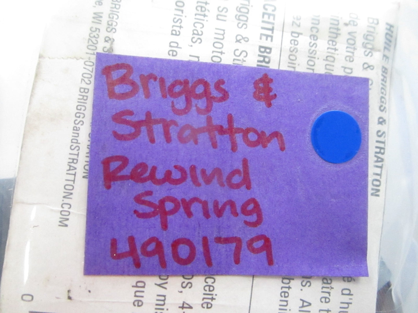 NEW OEM 490179 Briggs & Stratton Rewind Spring 0810