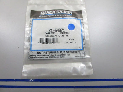 *NEW OEM* 0810 Mercury Quicksilver Check Valve 21-64871