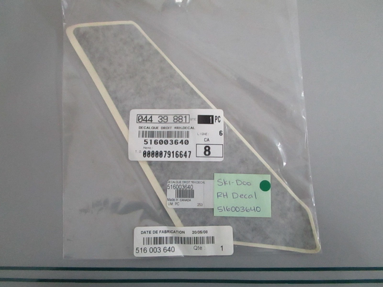 NEW OEM 516003640 Ski-Doo RH Decal 0820