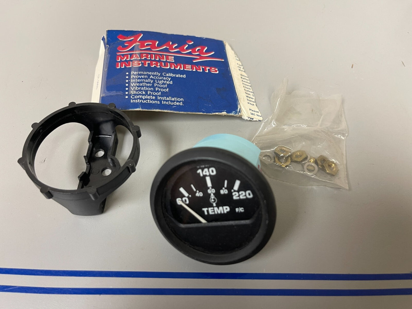 *NEW* 0720 Faria Euro Black 2" 60 - 220 Cylinder Head Temperature Gauge 12819