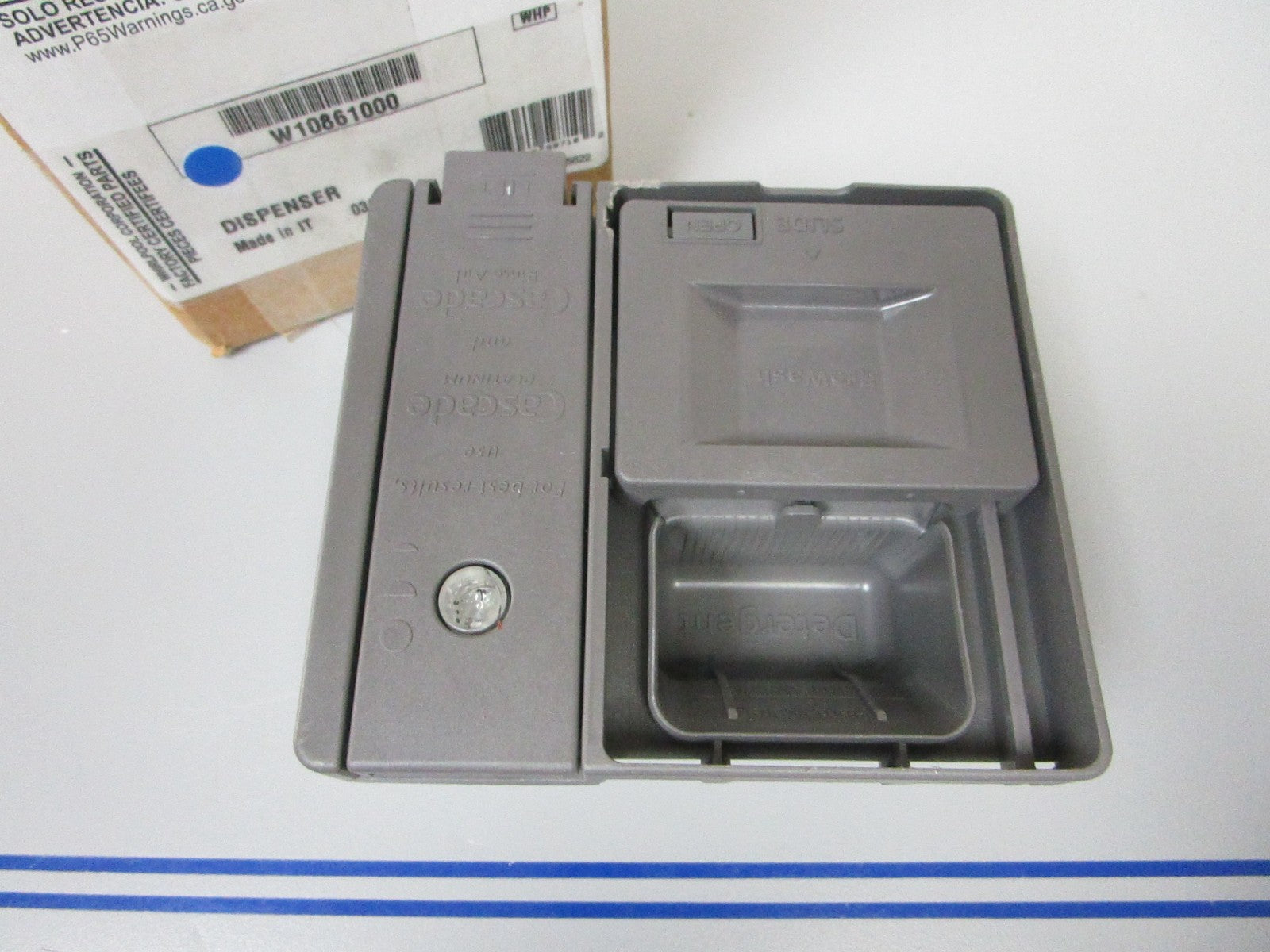 NEW OEM W10861000 Whirlpool Dishwasher Detergent Dispenser 0720