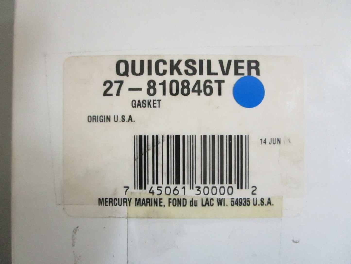 *NEW OEM* 0820 Mercury Quicksilver Gasket 27-810846T