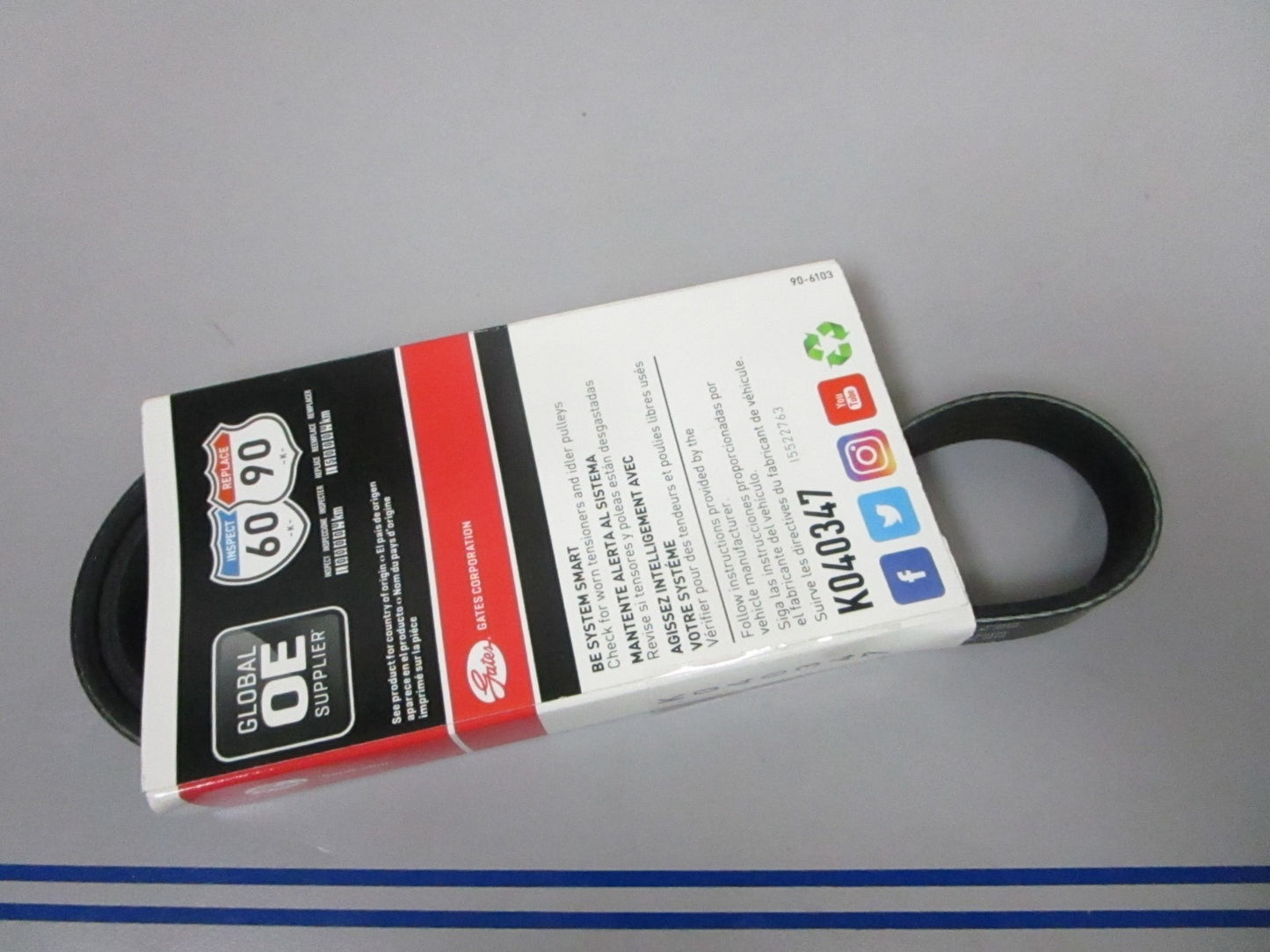 NEW K040347 Gates Micro-V 9/16" x 35 ¼" Serpentine Belt 0720