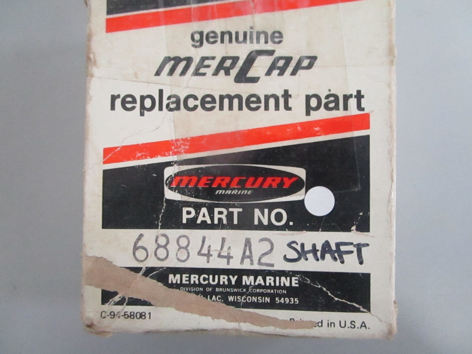 Mercury MerCap 68844A2 Shaft Outboard Marine Engine NOS Genuine NEW OEM 0820