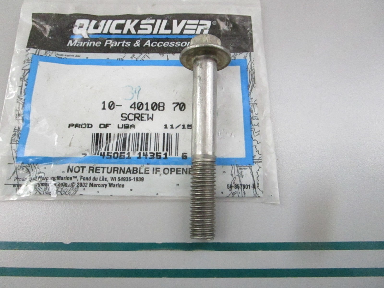NEW OEM 10-40108 70 Mercury Quicksilver Screw 0810