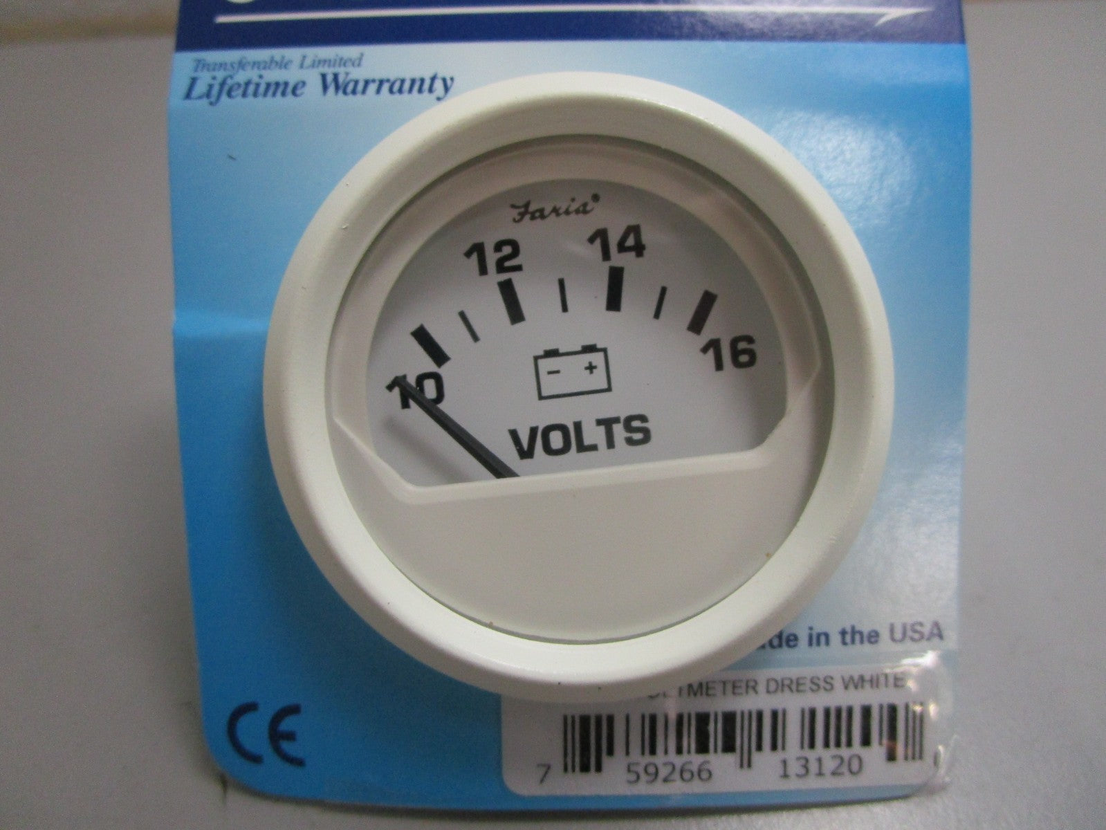 *NEW* 0820 Faria Dress White Voltmeter 13120