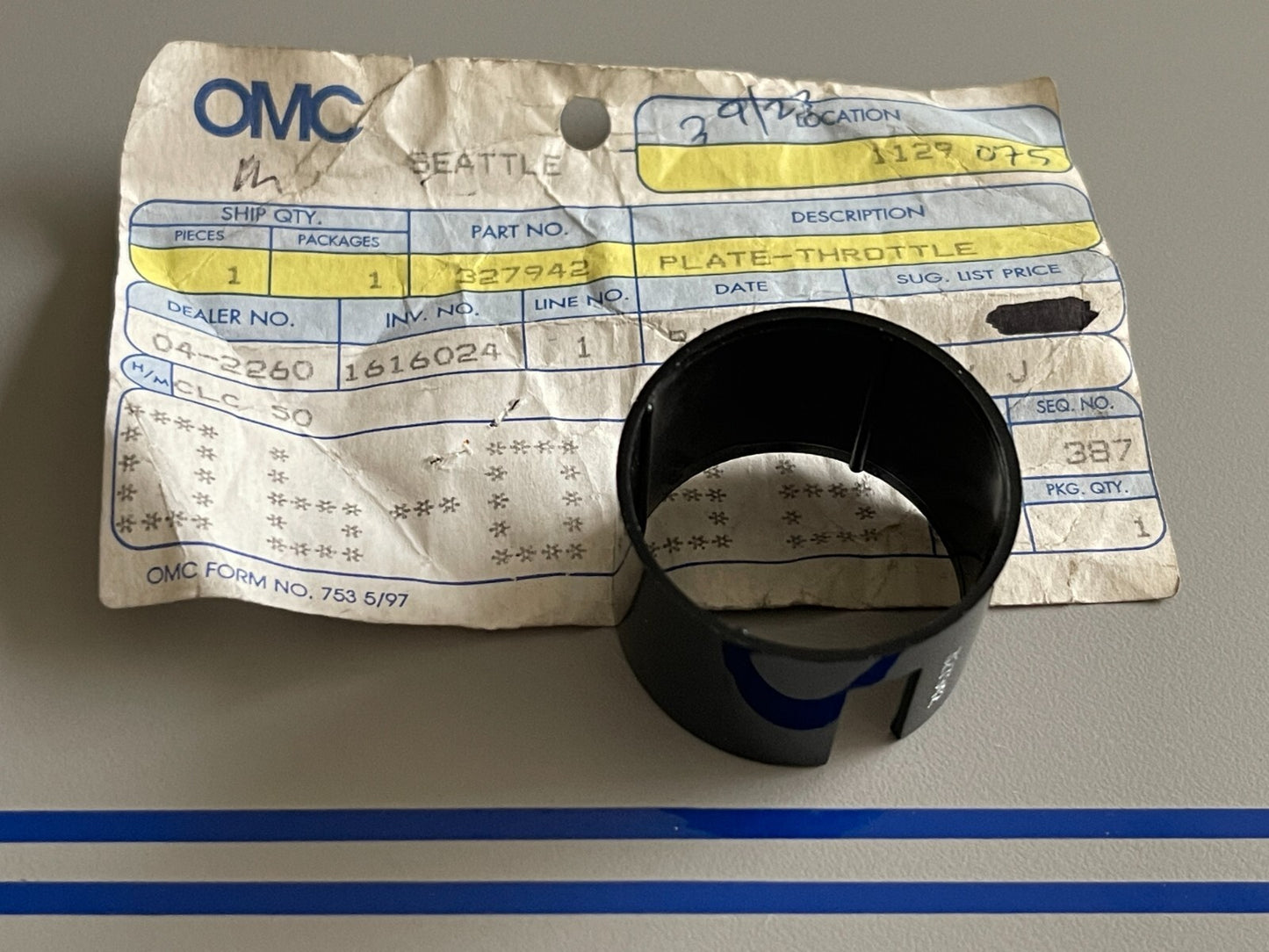 *NEW OEM* 0720 OMC Johnson Evinrude Throttle Control Plate 327942 0327942