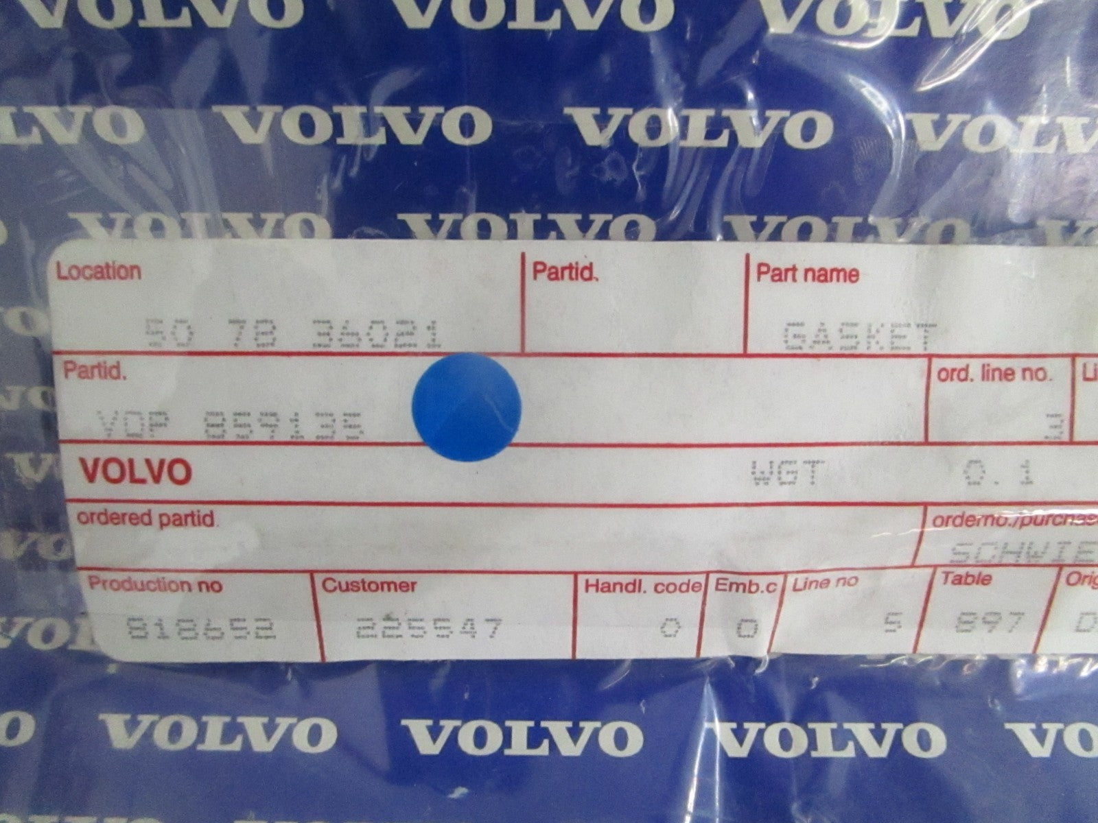 *NEW OEM* 0820 Volvo Penta Gasket 859135
