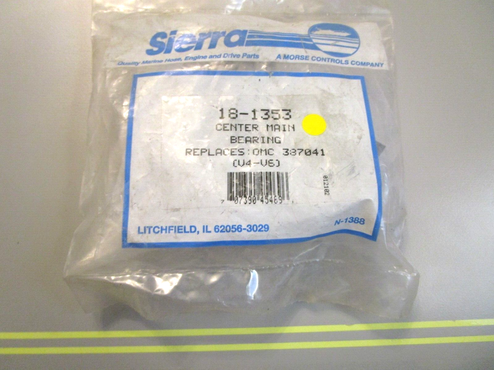 *NEW* 0750 Sierra CENTER MAIN BEARING 18-1353 Replaces OMC (V4-V6) 387041