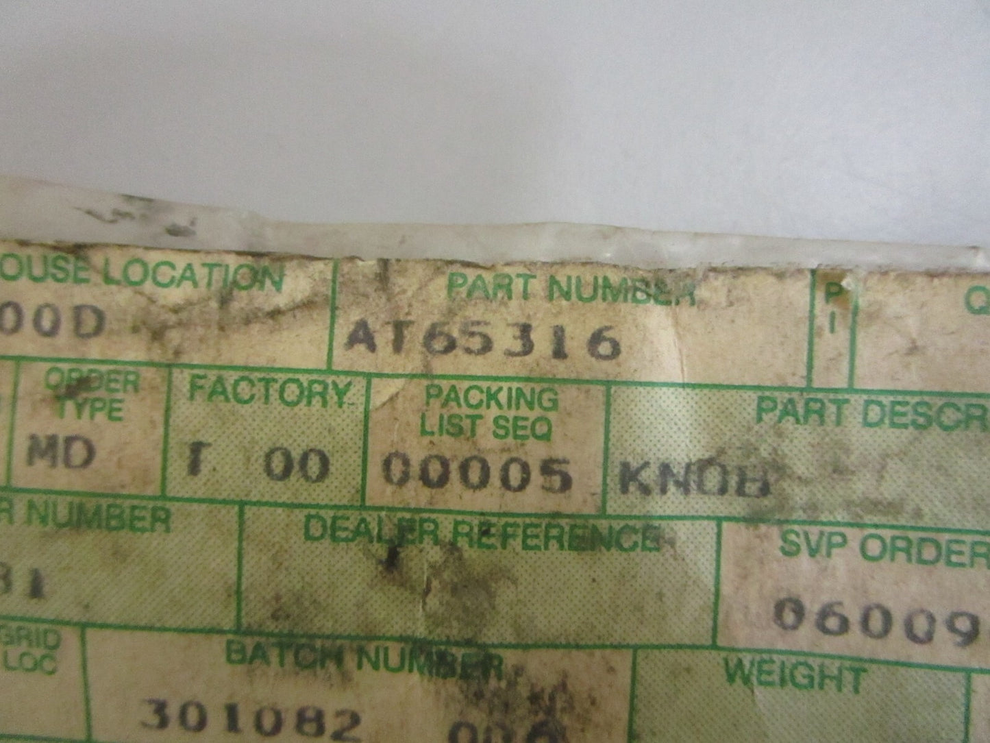 *NEW OEM* 0820 John Deere Light Switch Knob AT65316