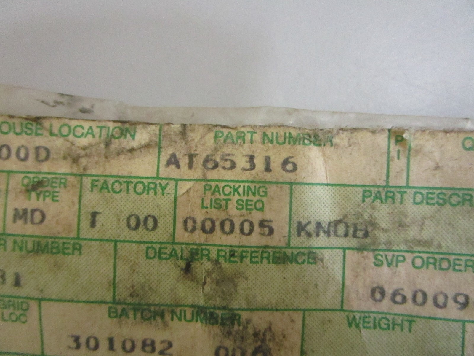 *NEW OEM* 0820 John Deere Light Switch Knob AT65316