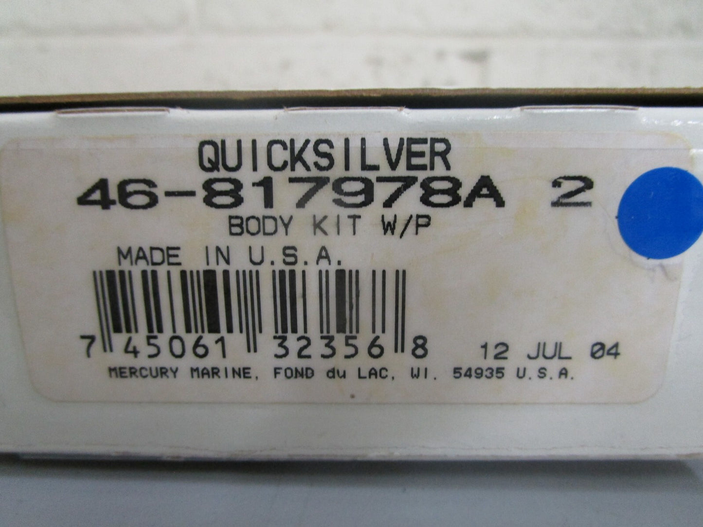 *NEW OEM* 0820 Mercury Quicksilver Water Pump Body Kit 46-817978A2