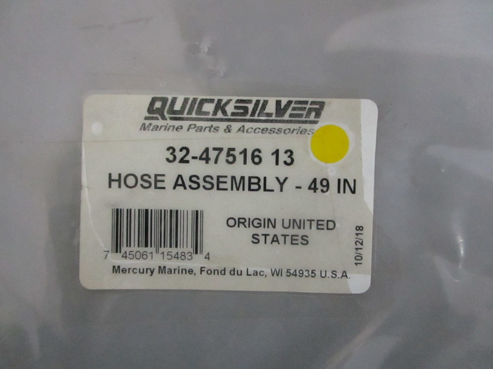 *NEW OEM* 0820 Mercury Quicksilver 49" Hose Assy 32-47516 13