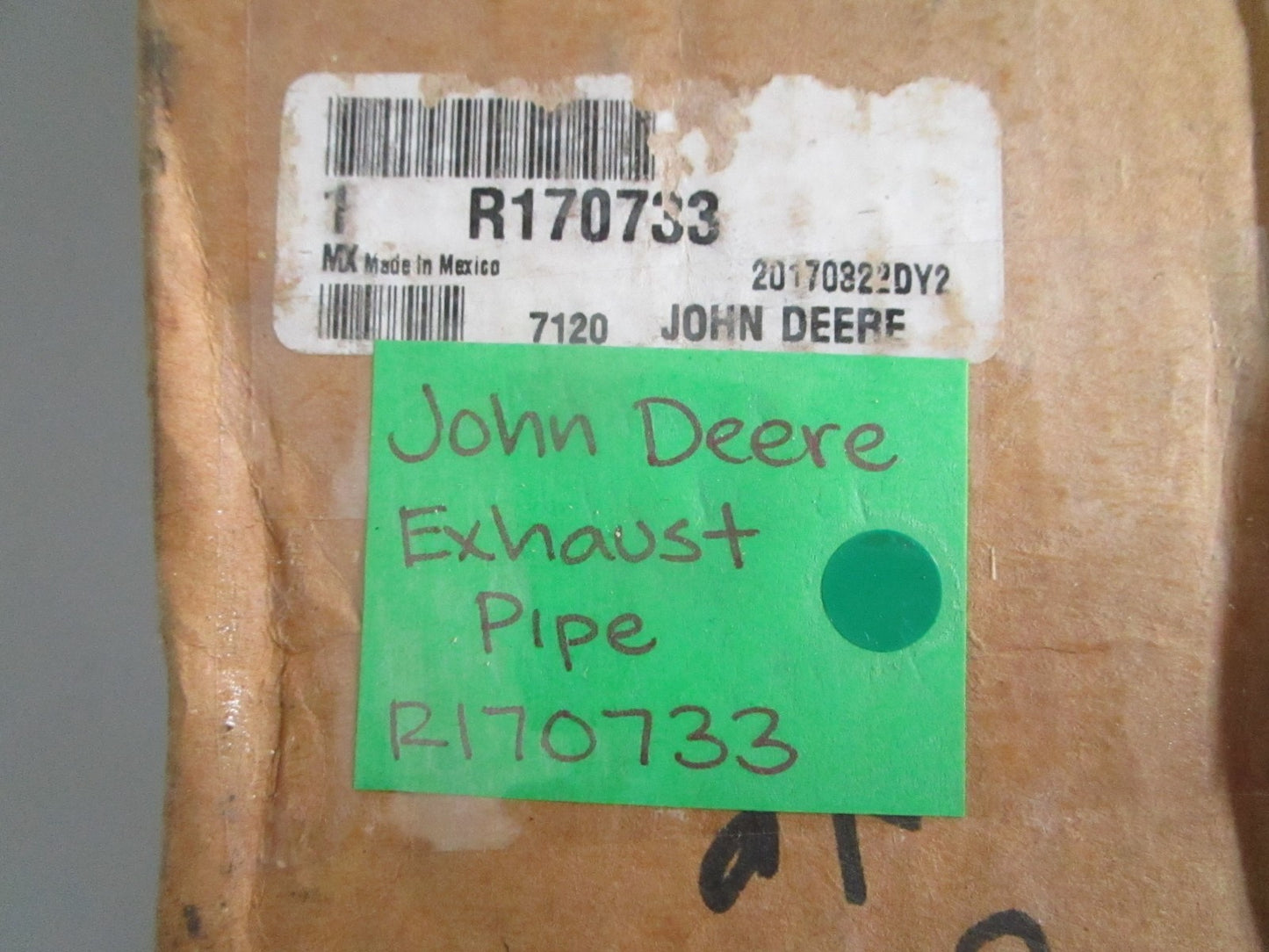NEW OEM R170733 John Deere Exhaust Pipe 0820