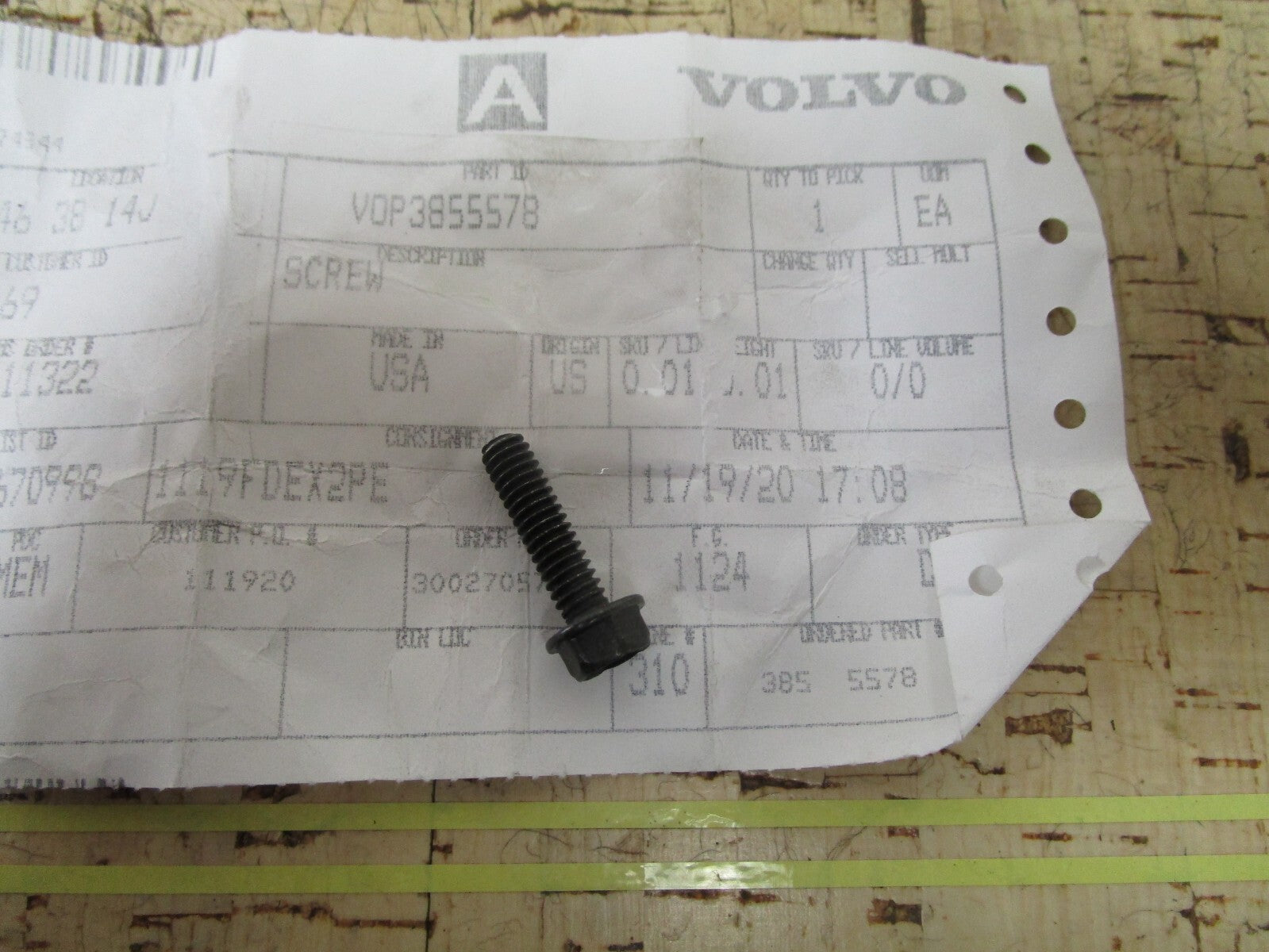 *NEW OEM* 0810 Volvo Penta Screw 3855578