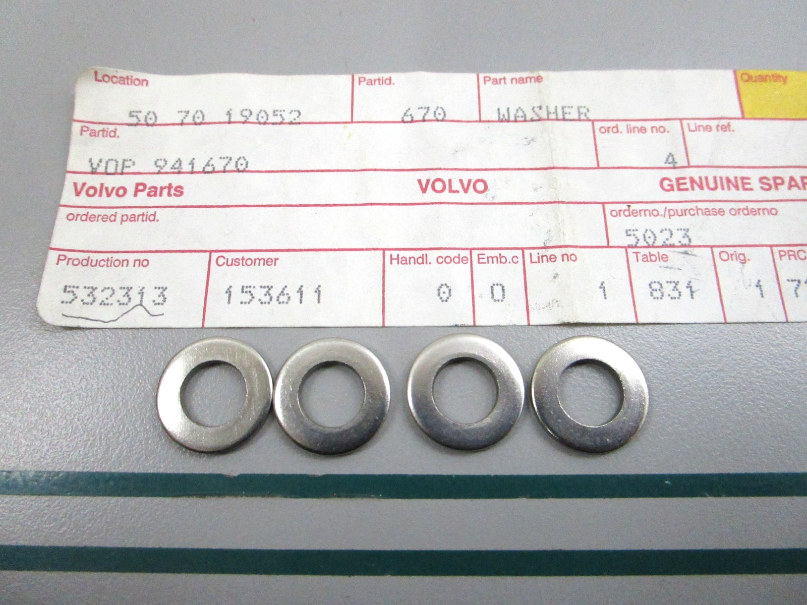 NEW OEM (LOT OF 4) 941670 Volvo Penta Washer 0810