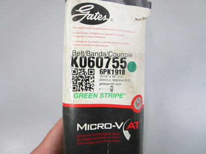 Gates NEW Micro-V Serpentine Belt K060755 6-Rib 75.49" 0810