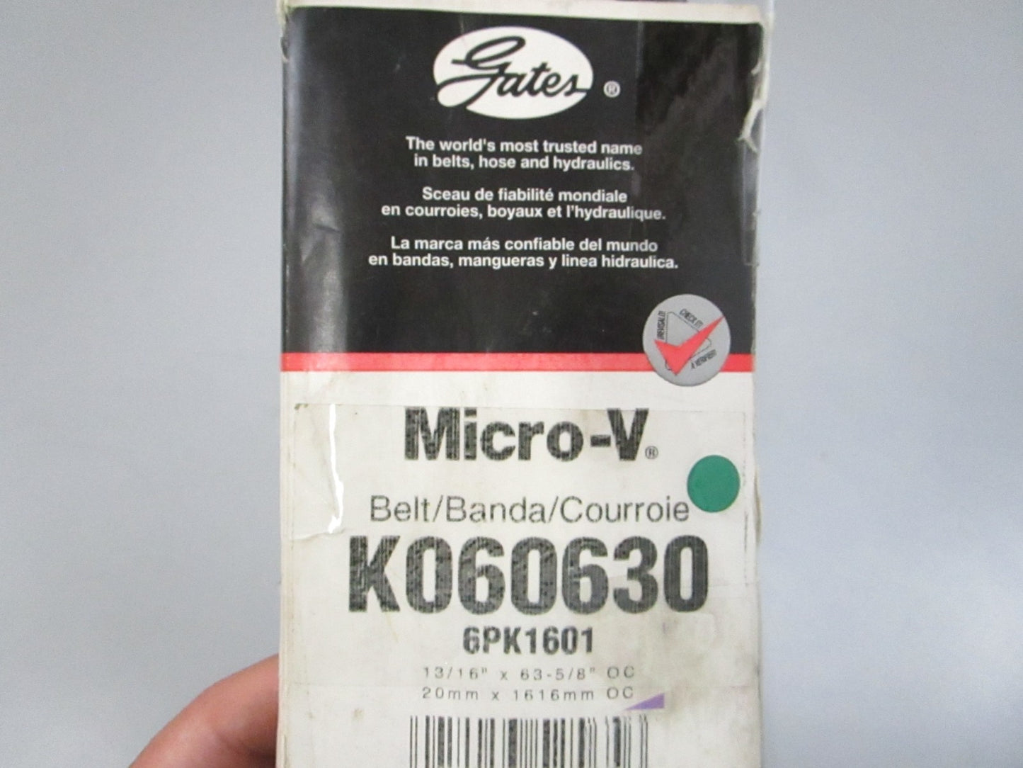 Gates K060630 Micro-V Serpentine Belt 6-Rib 63.04in NEW 0810