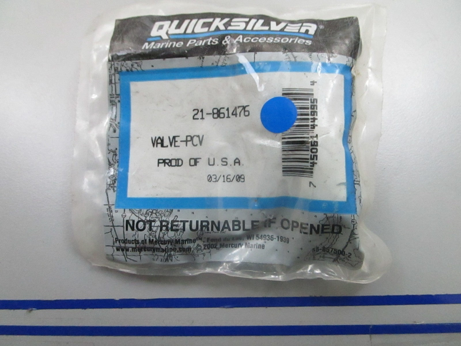 *NEW OEM* 0810 Mercury Quicksilver PCV Valve 21-861476