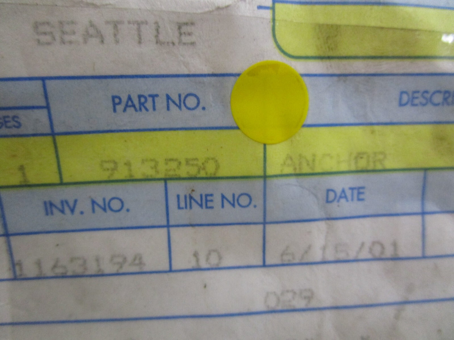 *NEW OEM* 0810 OMC Johnson Evinrude Anchor 913250 0913250