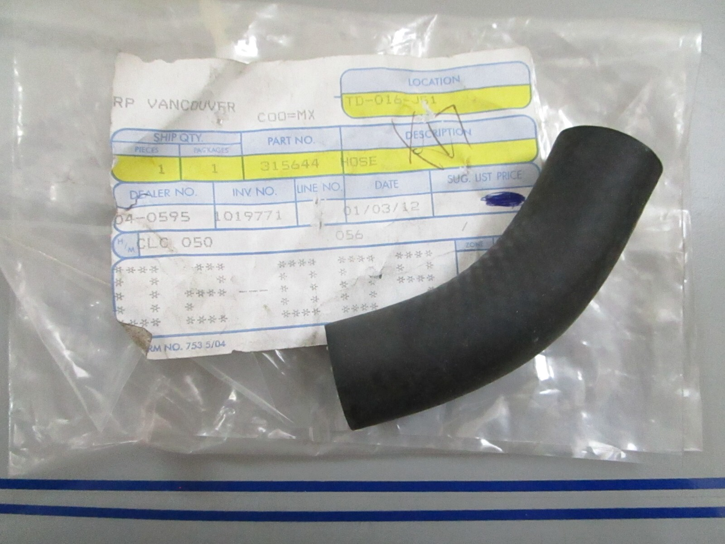 *NEW OEM* 0780 OMC Johnson Evinrude Hose 315644 0315644