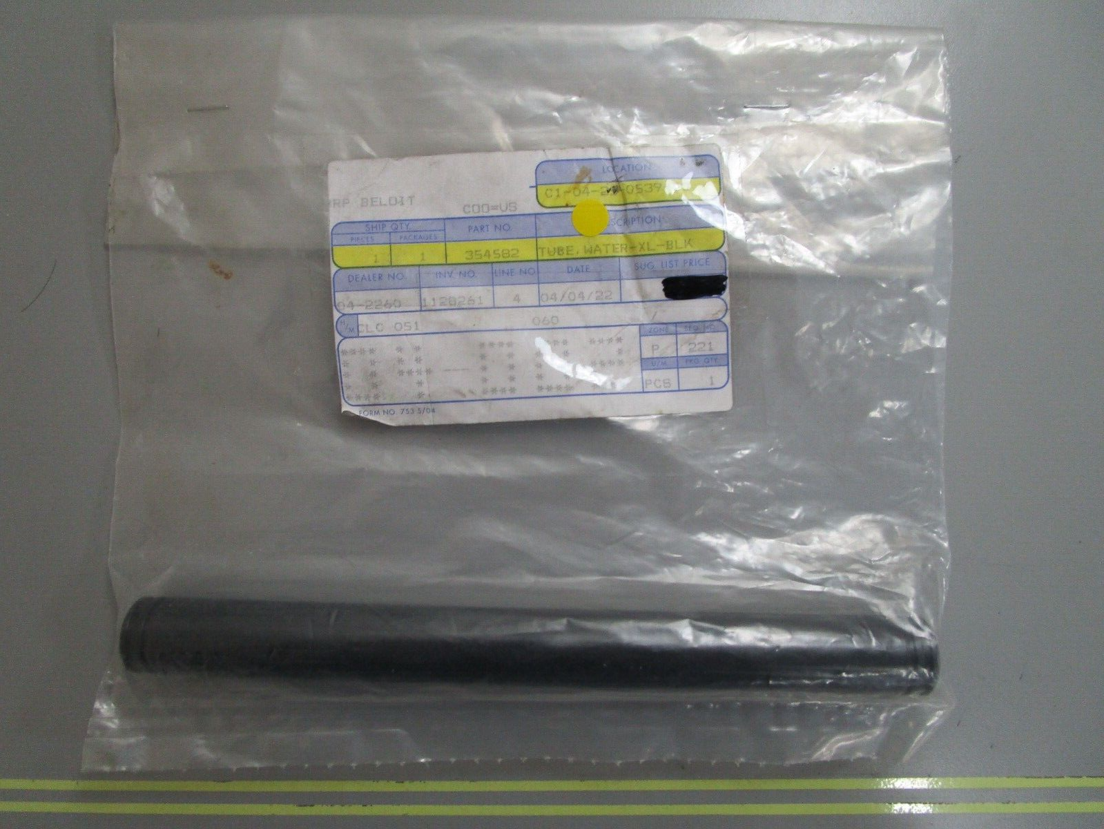 *NEW OEM* 0770 OMC Johnson Evinrude Tube, Water-XL-Black 354582 0354582