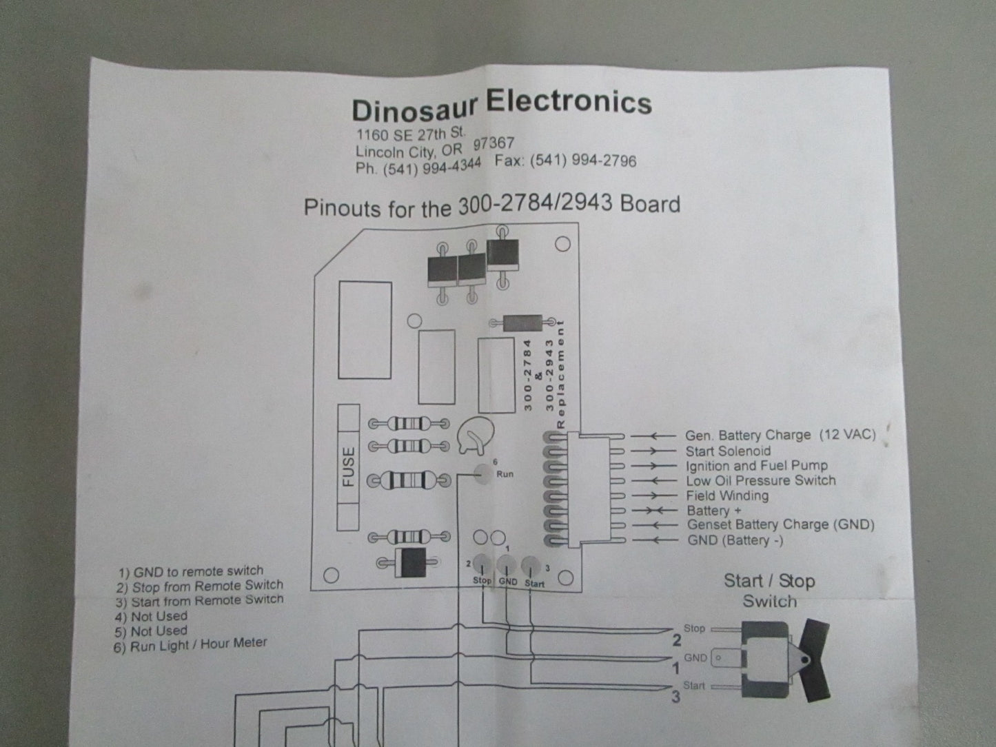 *NEW* 0820 Dinosaur Electronics Generator Circuit Board O2706269 Rep: 300-2784
