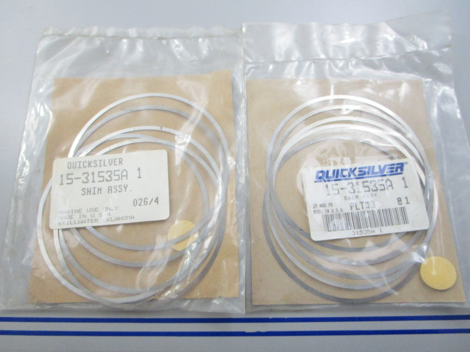 *NEW OEM* (LOT OF 2) 0810 Mercury Quicksilver Shim Assembly 15-31535A 1