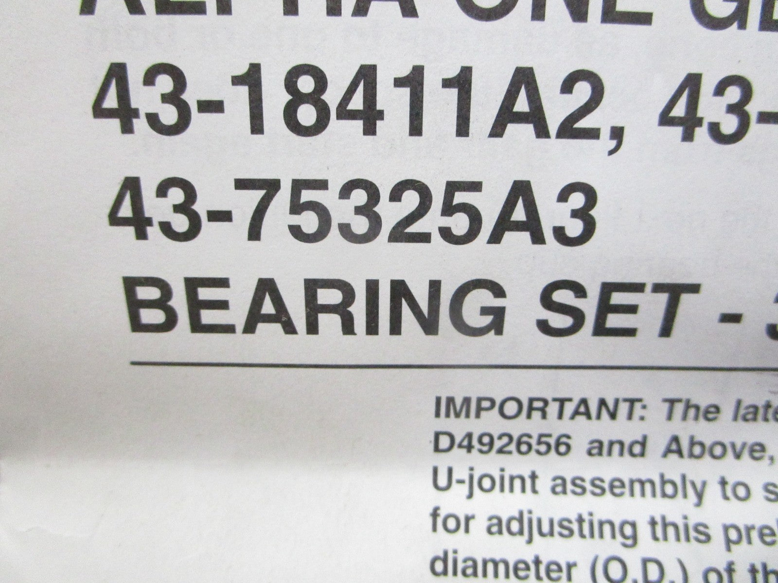 *NEW OEM* 0820 Mercury Quicksilver (1.84:1) Gear Set 43-75325A3