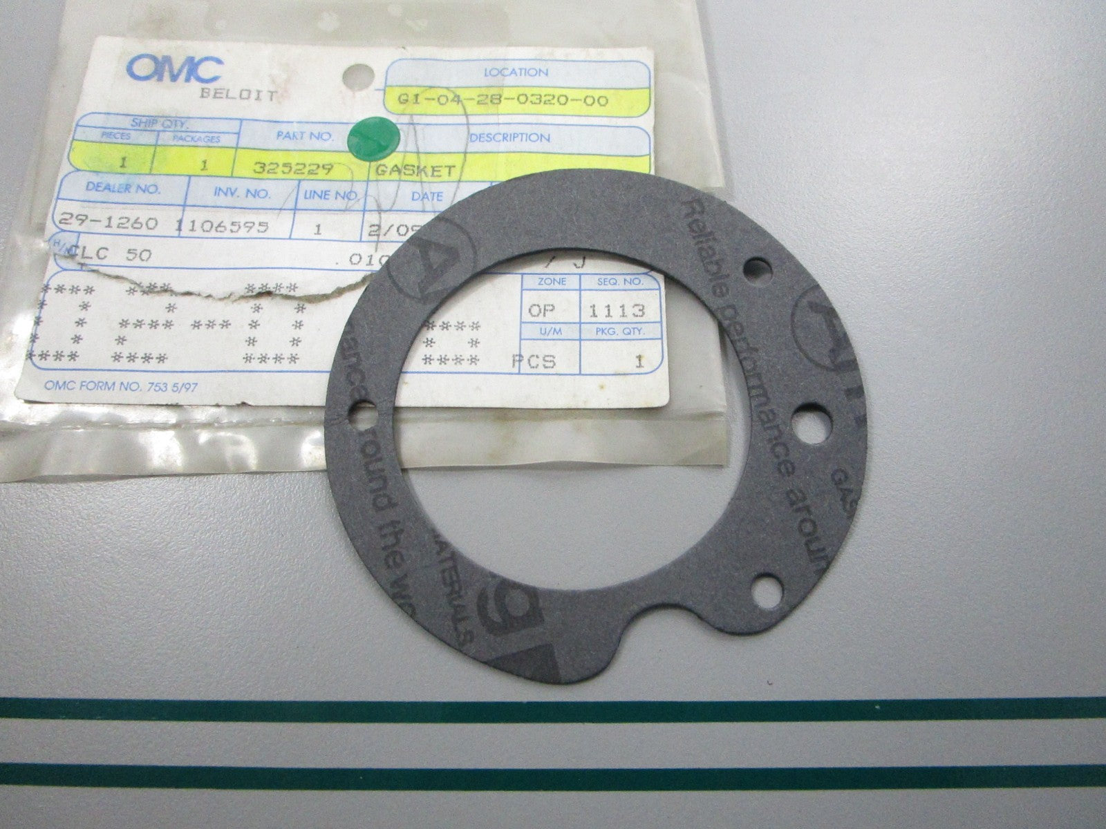 NEW OEM 325229 0325229 OMC Johnson Evinrude Gasket 0810