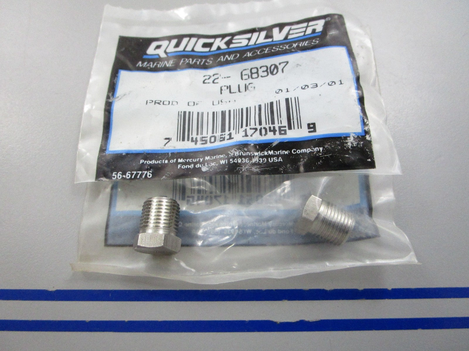 NEW OEM (LOT OF 2) 22-68307 Mercury Quicksilver Plug 0810