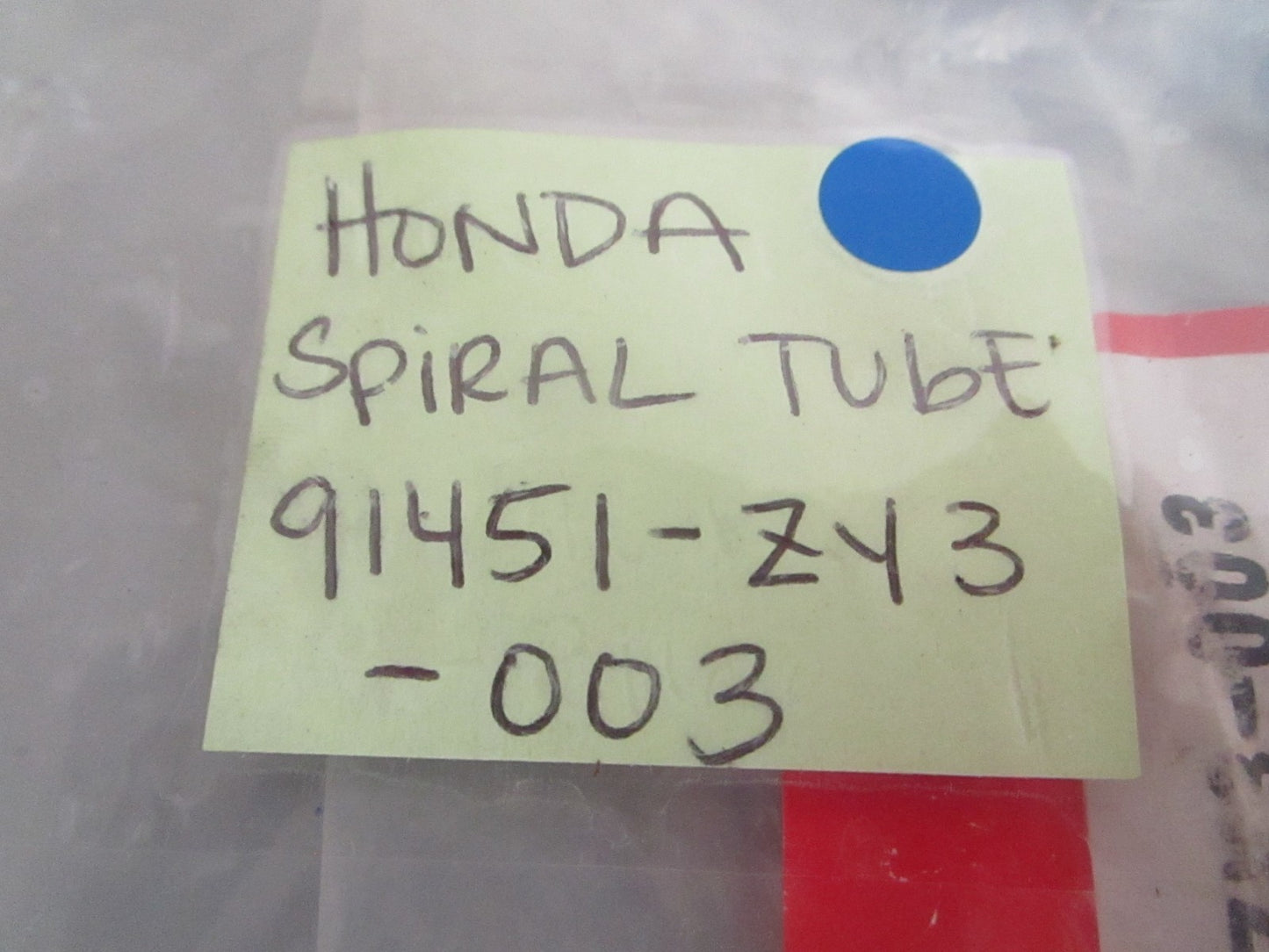 *NEW OEM* 0720 Honda Spiral Tube 91451-ZY3-003