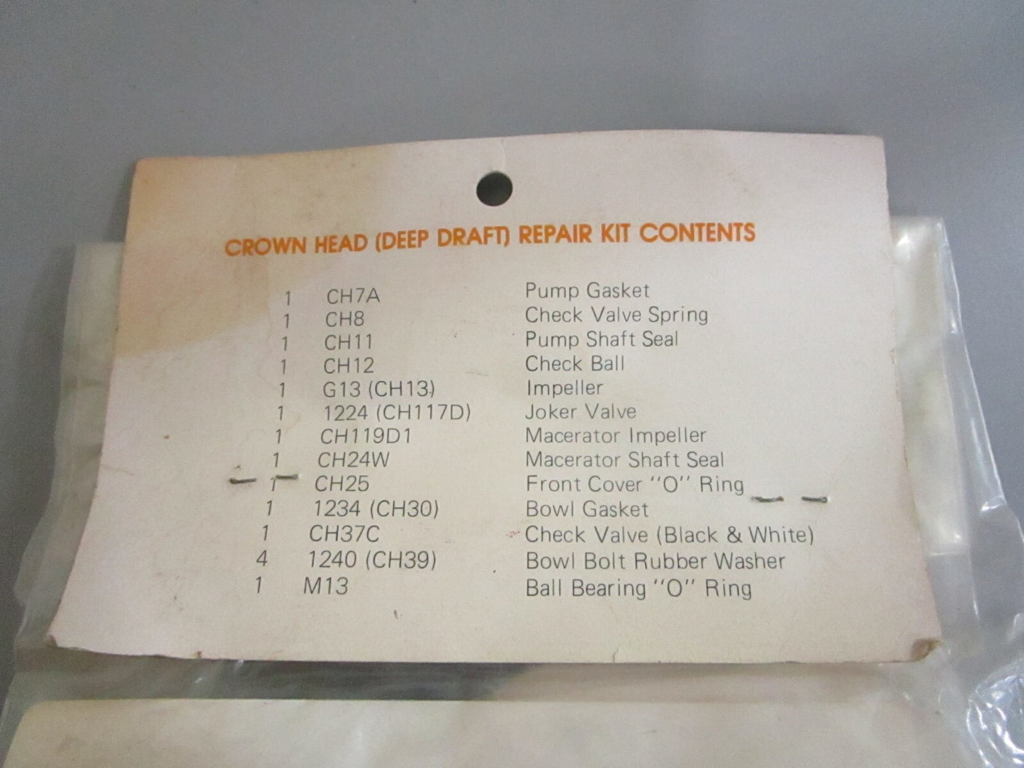*NEW* 0820 Raritan Crown Head Deep Draft Repair Kit