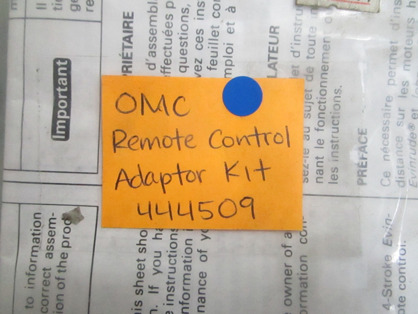 *NEW OEM* 0820 OMC Johnson Evinrude Remote Control Adaptor Kit 444509 0444509