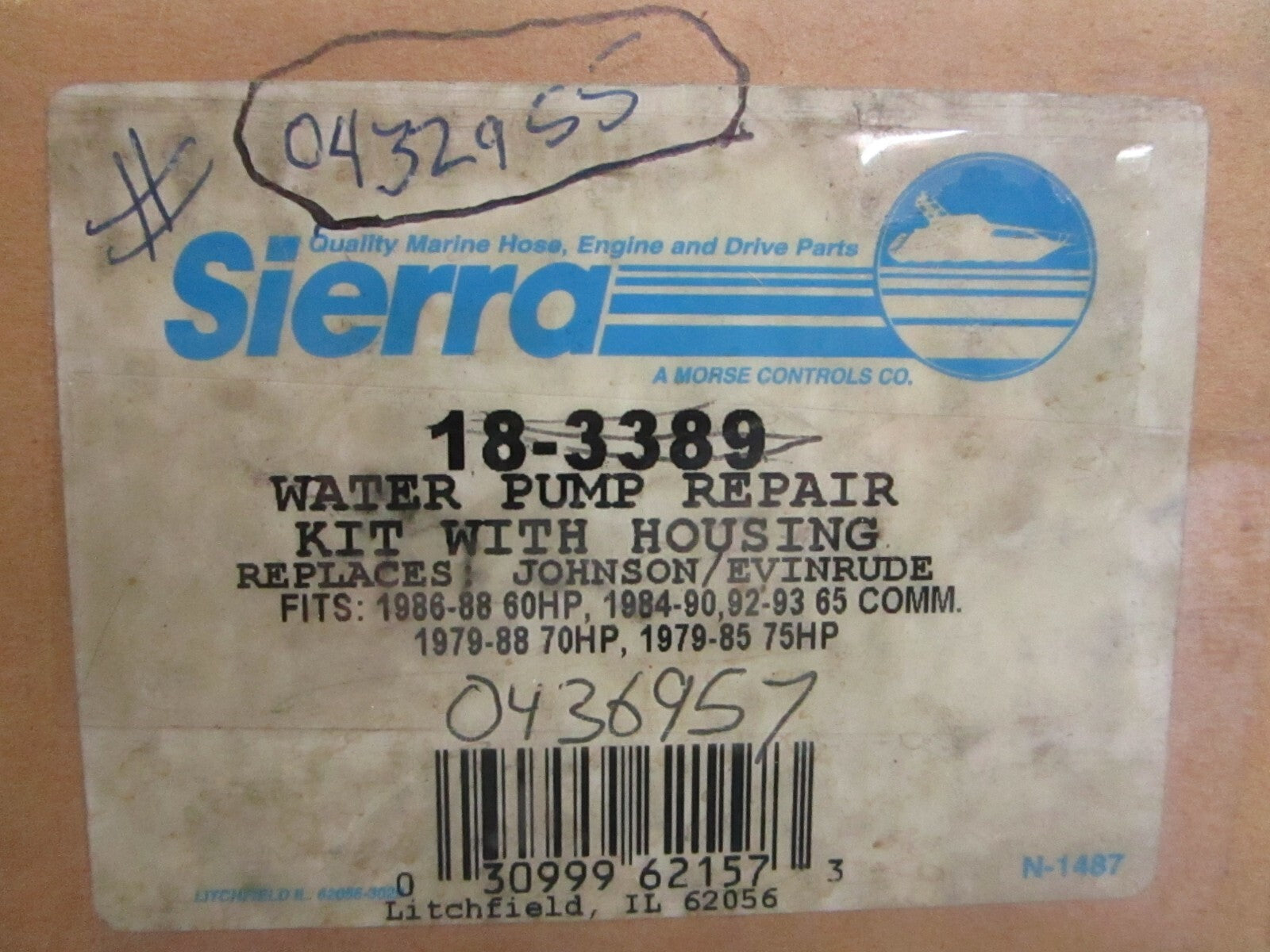 *NEW* 0820 Sierra Water Pump Kit 18-3389 Replaces: 432955 436957 438591