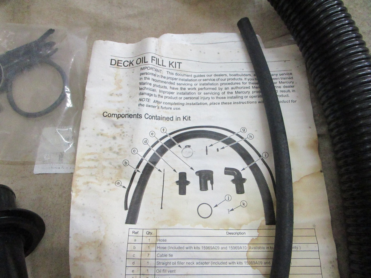 *NEW OEM* 0820 Mercury Quicksilver Oil Deck Fill Kit 15969A09