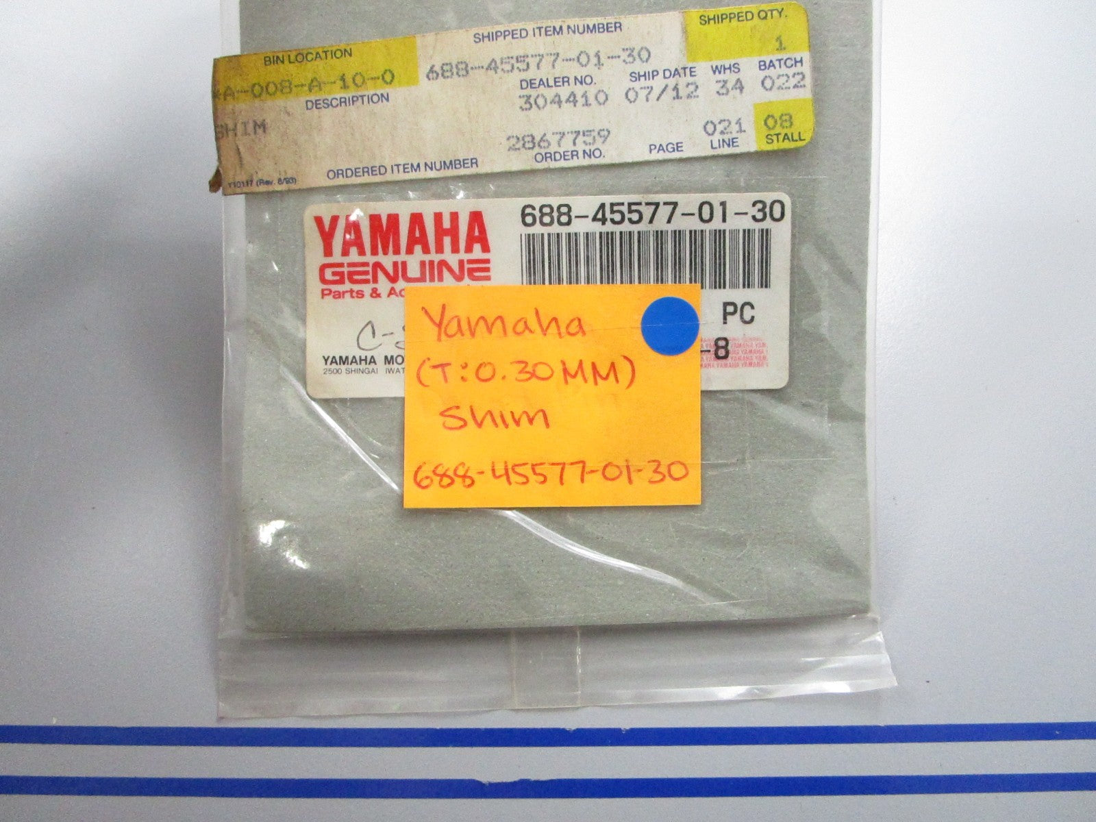 *NEW OEM* 0810 Yamaha (T:0.30MM) Shim 688-45577-01-30
